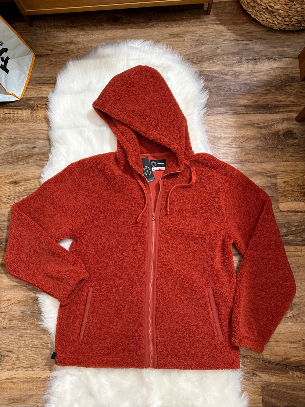 Original Use Orange Sherpa Fleece Zip-Up Hoodie Size M NWT